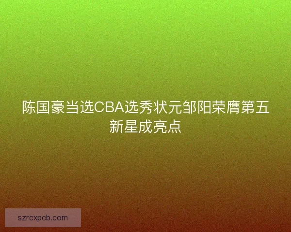 陈国豪当选CBA选秀状元邹阳荣膺第五新星成亮点 陈国豪当选CBA选秀状元邹阳荣膺第五新星成亮点