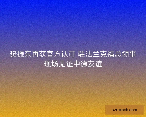 樊振东再获官方认可 驻法兰克福总领事现场见证中德友谊
